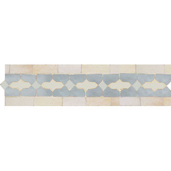 Mosaic House Moroccan tile Bowtie 17-1 Sky blue White  zellige, mosaic, zellij, border, glaze, traditional 